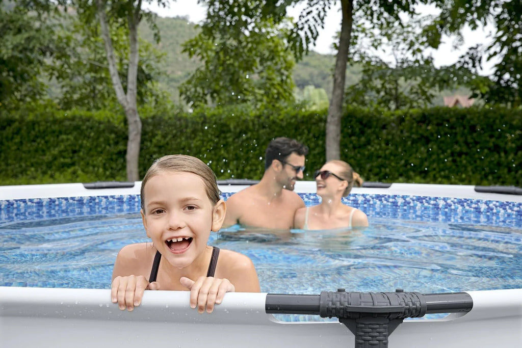 Bestway Steel Pro MAX Frame - Juego de Piscina con Bomba de Filtro, diámetro de 366 x 76 cm, Color Gris Claro, Redondo