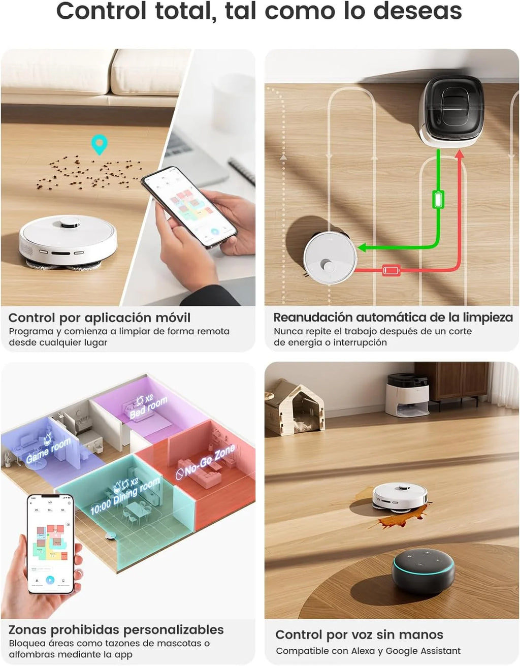 Lefant M3 Robot Aspirador y Friegasuelos con Base de Autovaciado, Navegación Láser dToF, Mapeo Inteligente, Evitación Obstáculos PSD 190°, 12000Pa, Autonomía 220mins, WiFi/Alexa/APP/i Watch, 2,4G & 5G