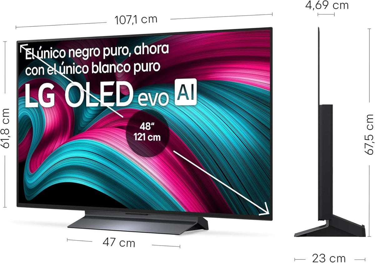 OLED48C54LA - TV 48", OLED EVO 4K, Smart TV AI C5, WebOS 25, Super Upscaling, Dolby Vision y Dolby Atmos, AMD FreeSync, Alexa/Google Assistant, Negro