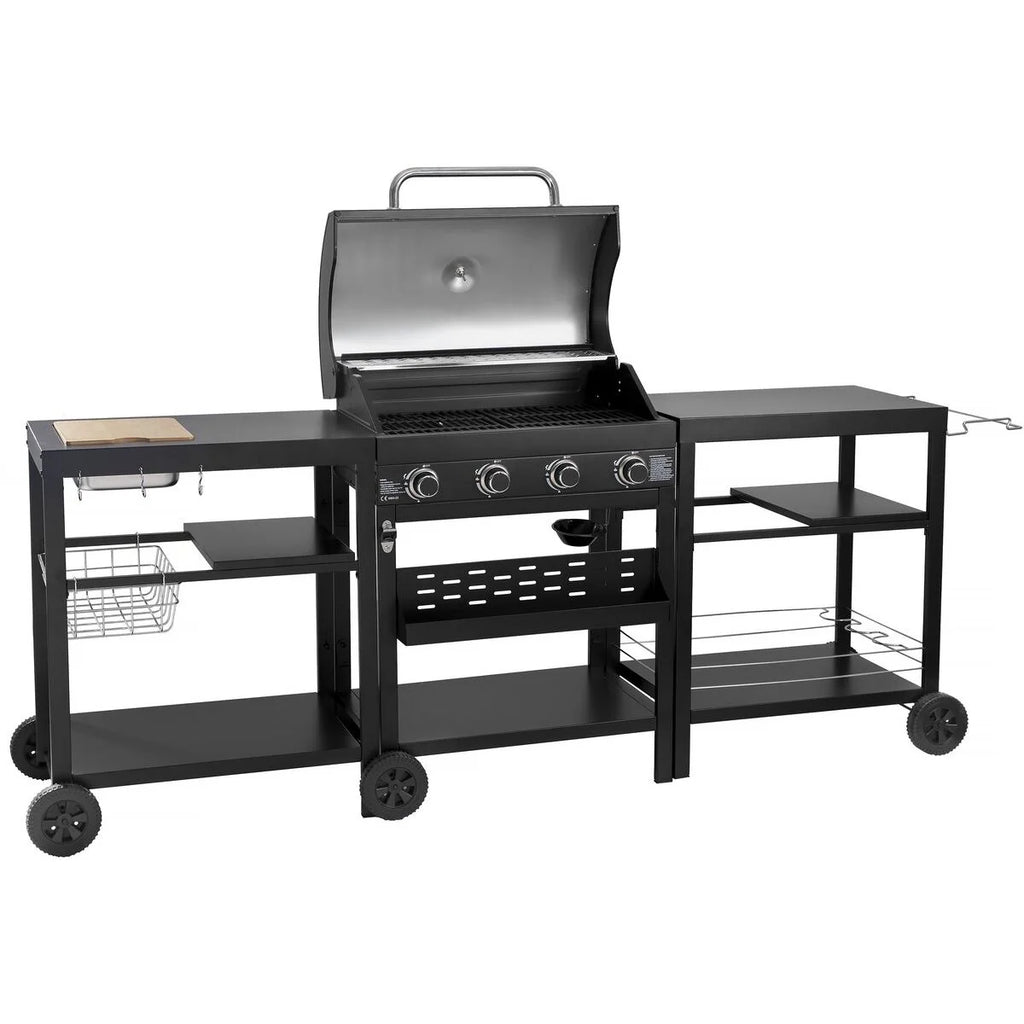 Barbacoa De Gas Para Cocina Exterior - 12 Kw - 4 Fuegos - Negro