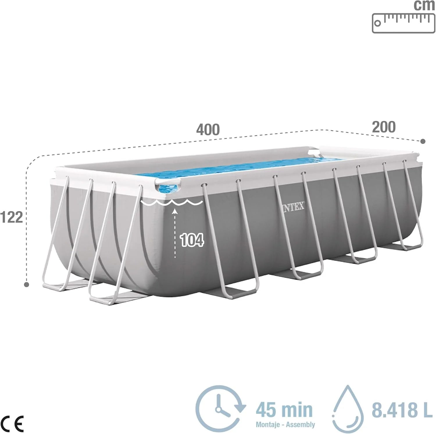 INTEX 55243 - Piscina Desmontable Rectangular con depuradora Prism Frame