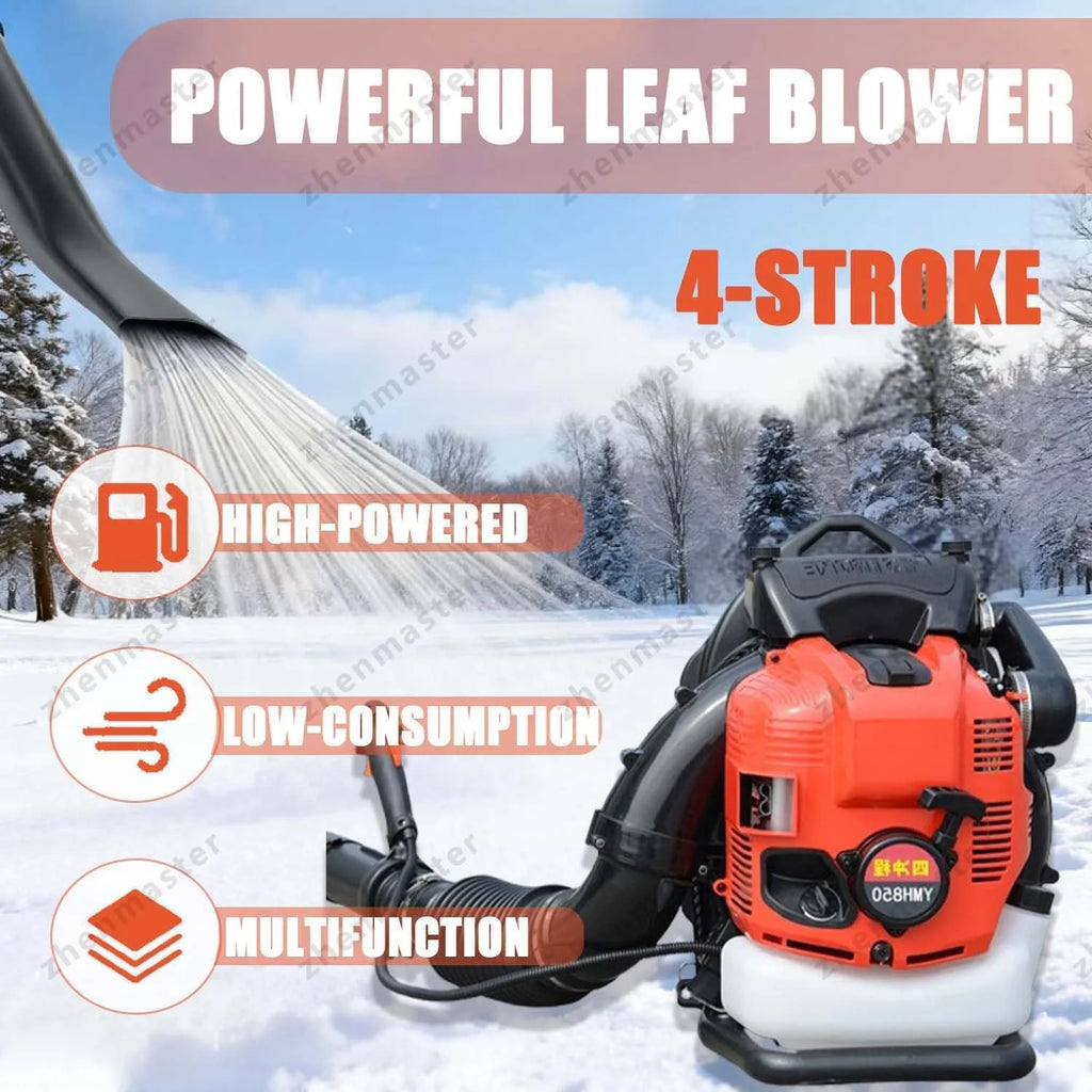 Soplador Gasolina 4 Tiempos Mochila 1000cc, Motor 12 HP, Depósito 2.0L, 10000 RPM, Potente Y Silencioso para Hojas, Nieve, Jardín, Patio Y Uso Profesional Residencial(Red)