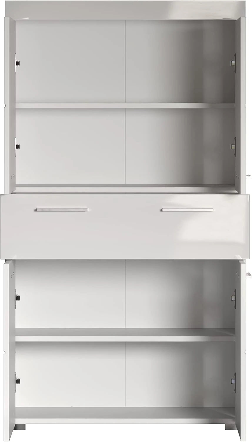 trendteam smart living Armario Alto para baño Amanda, 73 x 132 x 31 cm, en Blanco y Blanco de Brillo Intenso con cajón y abundante Espacio de Almacenamiento