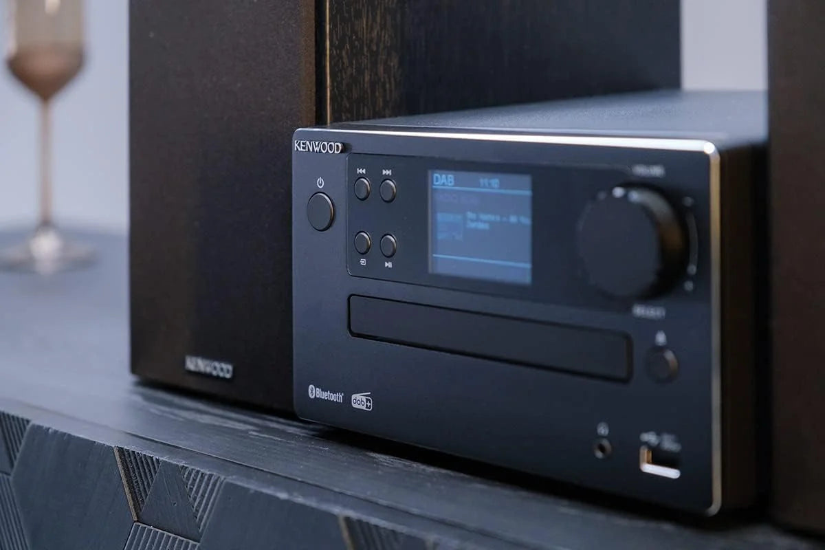 Microcadena HiFi Kenwood M-725DAB-B con CD, USB, Dab+ y Bluetooth Audio-Streaming. Color: Negro - Mini Equipo de Musica para casa