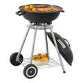 Barbacoa Redonda De Carbón Apricena Con Tapa 80x49x47cm - Negro [casa.pro]