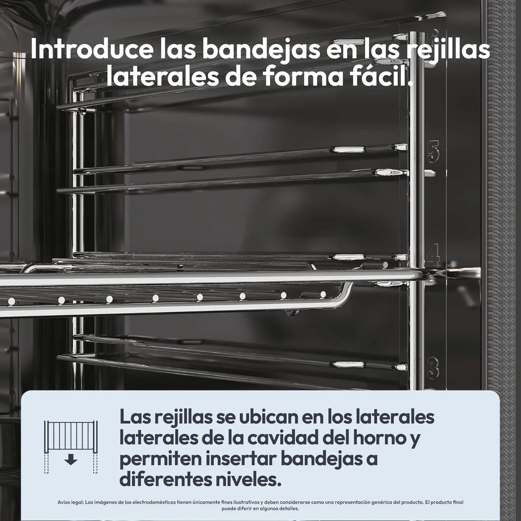 Candy Bake 600 CA6 N3T1HTW Horno Multifunción, 78L, Recetas a través de app hOn, 1 Bandeja y 1 Rejilla, Limpieza Hidrolítica, Convección + Ventilador, 9 Funciones, Ready UX, Blanco