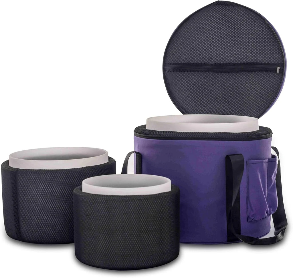 Hye-eun Juego de 3 cuencos de cristal de 15,2 a 25,4 cm, 432 Hz, 25,4 cm, 20,3 cm, para meditación, yoga, con funda de transporte, para mantener el equilibrio y terapia