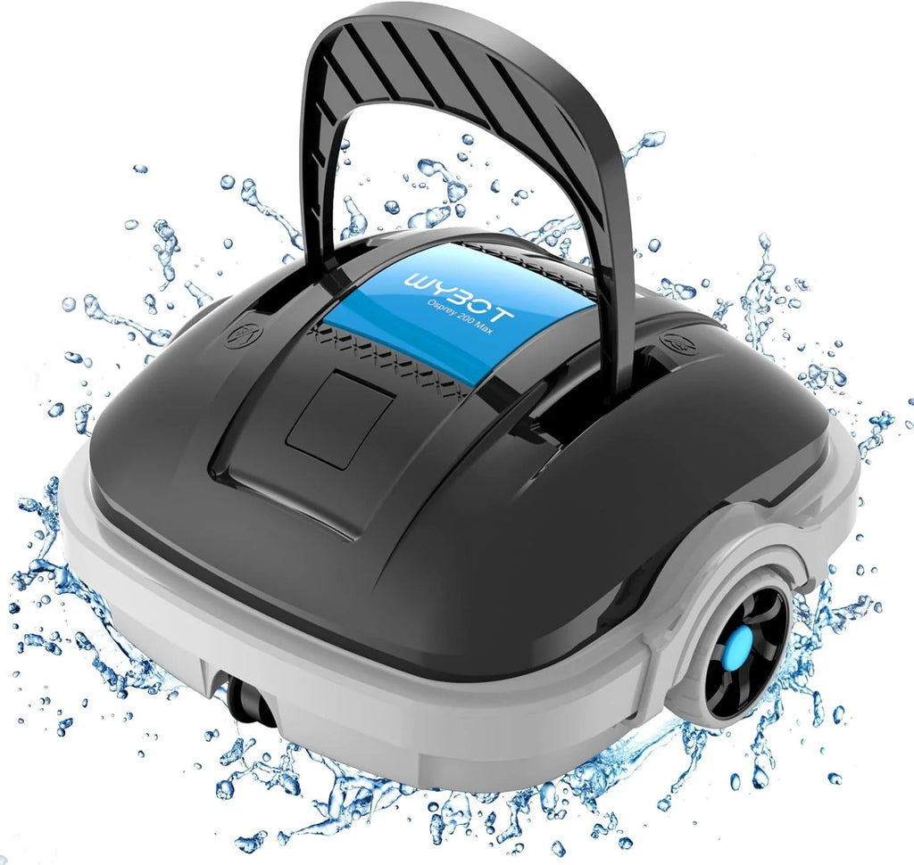 Robot Limpiafondos Piscina Electrico sin Cable para Aspirador Piscinas de hasta 80m², 100 Mins Doble Filtración y Estacionamiento Automático, Robot Limpiafondos Piscina con Motores de Doble Tracción