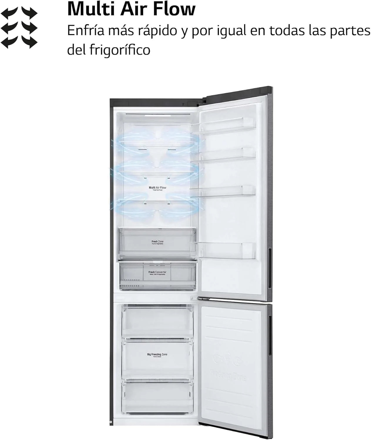 GBP61DSXGC - Frigorífico Combi No Frost, Congelador, Compresor Smart Inverter, Color Inox Antihuellas, 186 cm, 341 l
