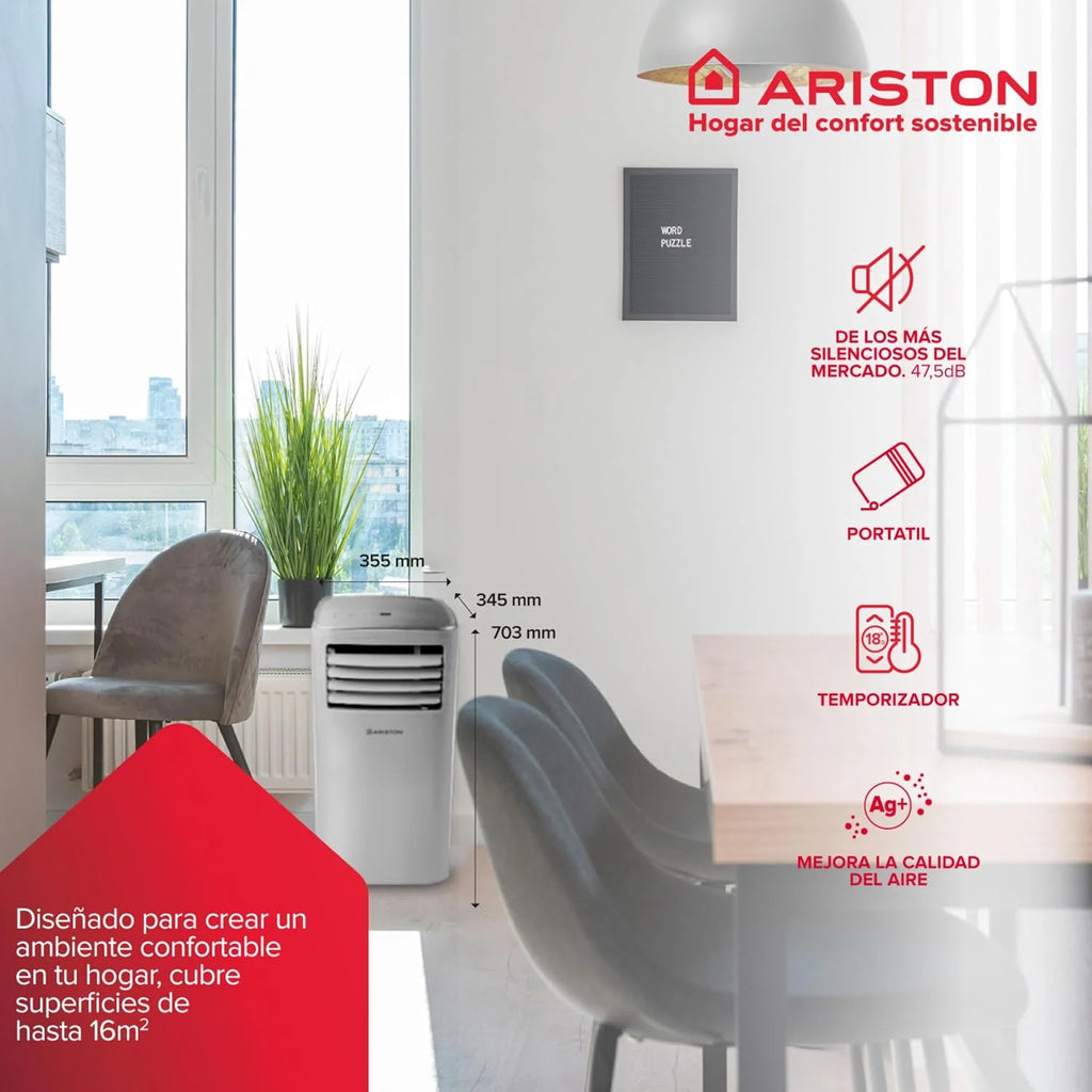 Ariston Mobis 9 Przenośny Klimatyzator (energooszczędny, cichy, prosty w instalacji). Przeznaczony do instalacji w Polsce
