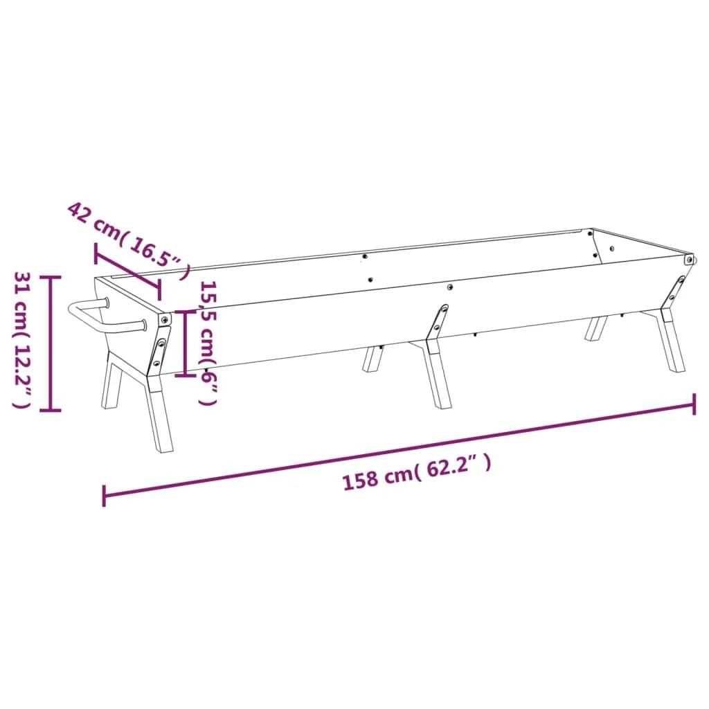 Bandeja Para Barbacoa Acero Inoxidable Plateado 158x42x31 Cm Vidaxl