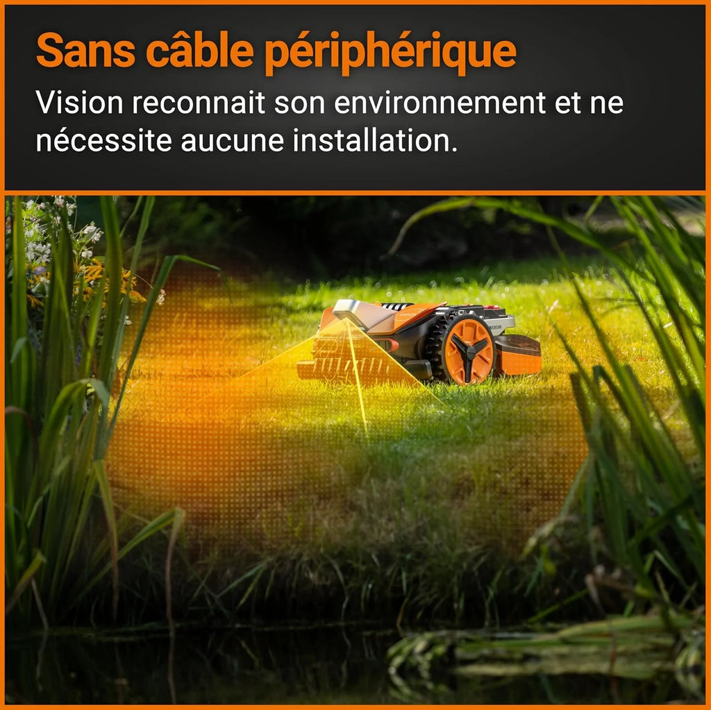 WORX Landroid Vision S250 WR202E Robot cortacésped para Jardines de hasta 250 m² – Robot cortacésped Inteligente sin Cable de limitación – WiFi y Bluetooth – prevención Activa de obstáculos con