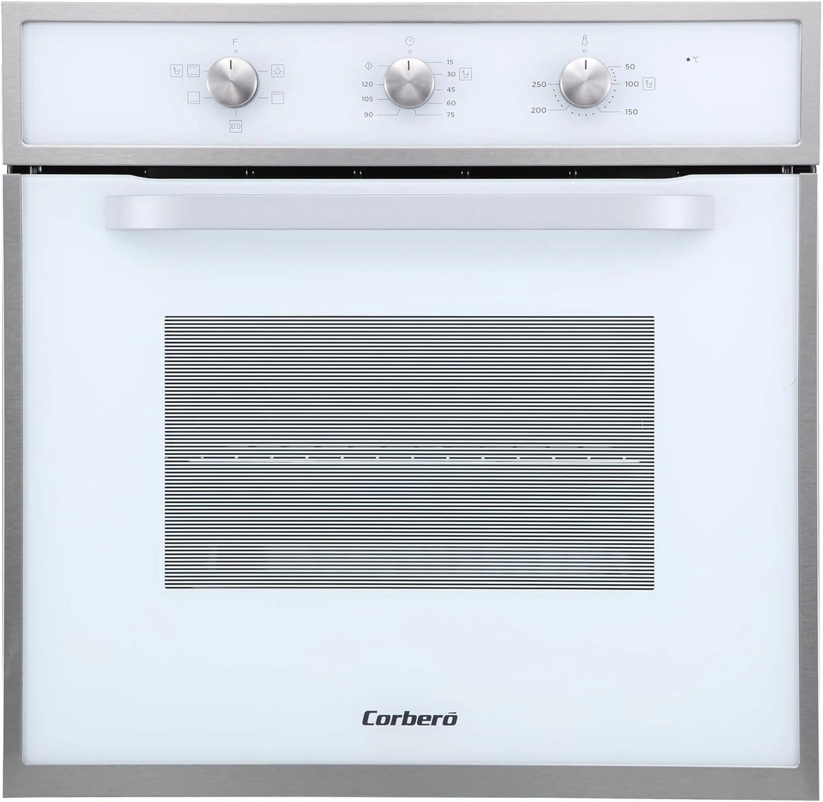 Corberó - Horno convección 70L | CCHM603W | 60x60x58 cm |Convencional con 4 Programas | Luz Interior | Limpieza Hidrólisis | Puerta Doble Cristal | 2100W | Blanco perfil Inox