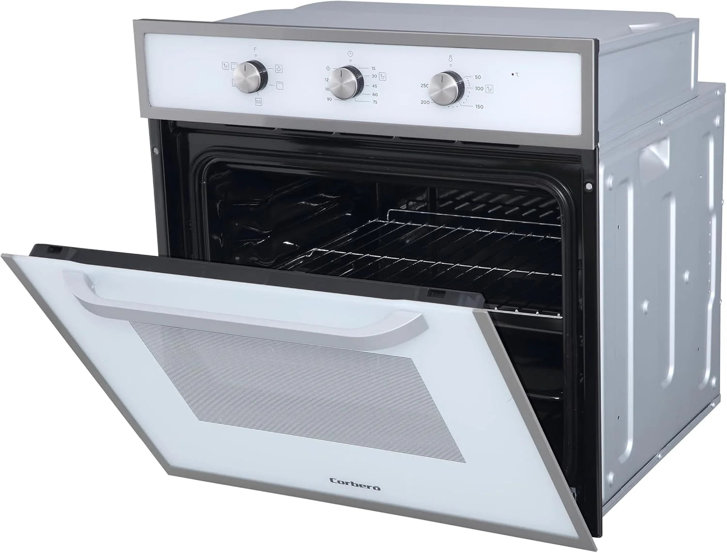 Corberó - Horno convección 70L | CCHM603W | 60x60x58 cm |Convencional con 4 Programas | Luz Interior | Limpieza Hidrólisis | Puerta Doble Cristal | 2100W | Blanco perfil Inox
