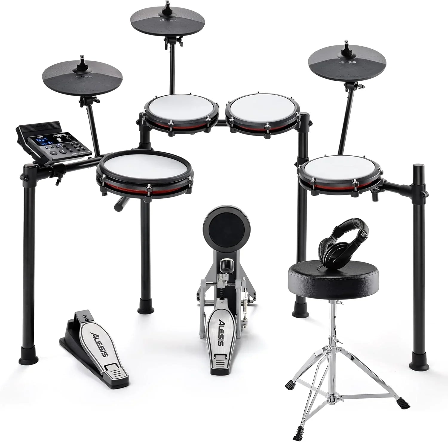 Alesis Nitro Max Kit - Compact Electronic Drum Kit with Silent Mesh Patches, 10" Dual Zone Box, Bluetooth, +440 BFD Sounds, Drumeo, USB MIDI, Bass Drum Pedal