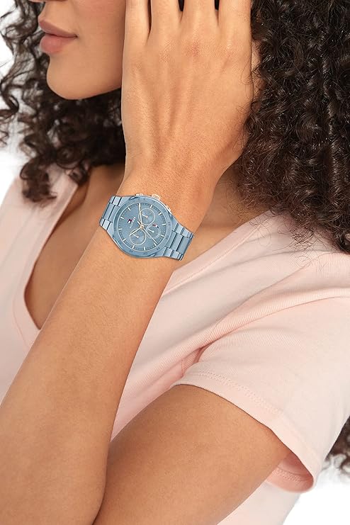 Tommy Hilfiger Reloj Analógico de Cuarzo multifunción para Mujer con Correa en Acero Inoxidable