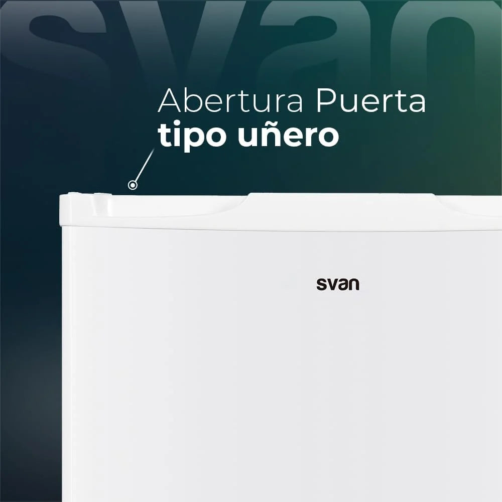 Svan Congelador Vertical Blanco SCV85502E. Capacidad 60 Litros, Puerta Reversible, Bajo nivel Sonoro, Eficiencia Energética Clase E