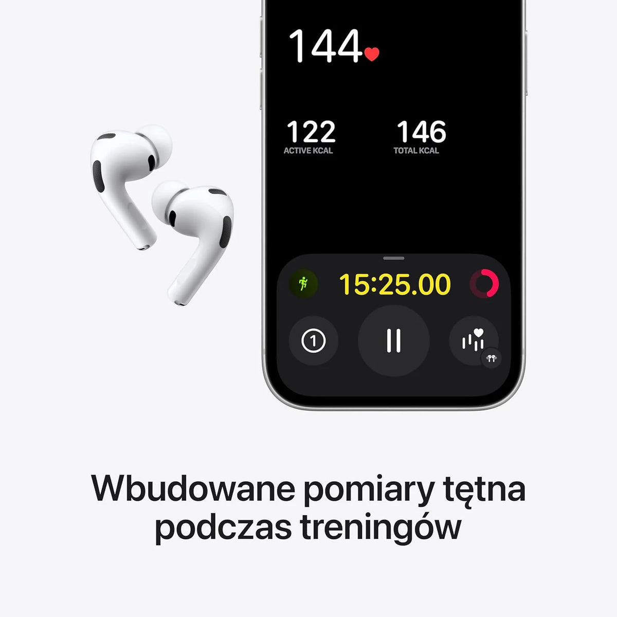 Apple AirPods Pro 3 Bezprzewodowe słuchawki, aktywna redukcja hałasu, pomiary tętna, funkcja aparatu słuchowego, Bluetooth, dźwięk przestrzenny, Hi-Fi, ładowanie przez USB-C