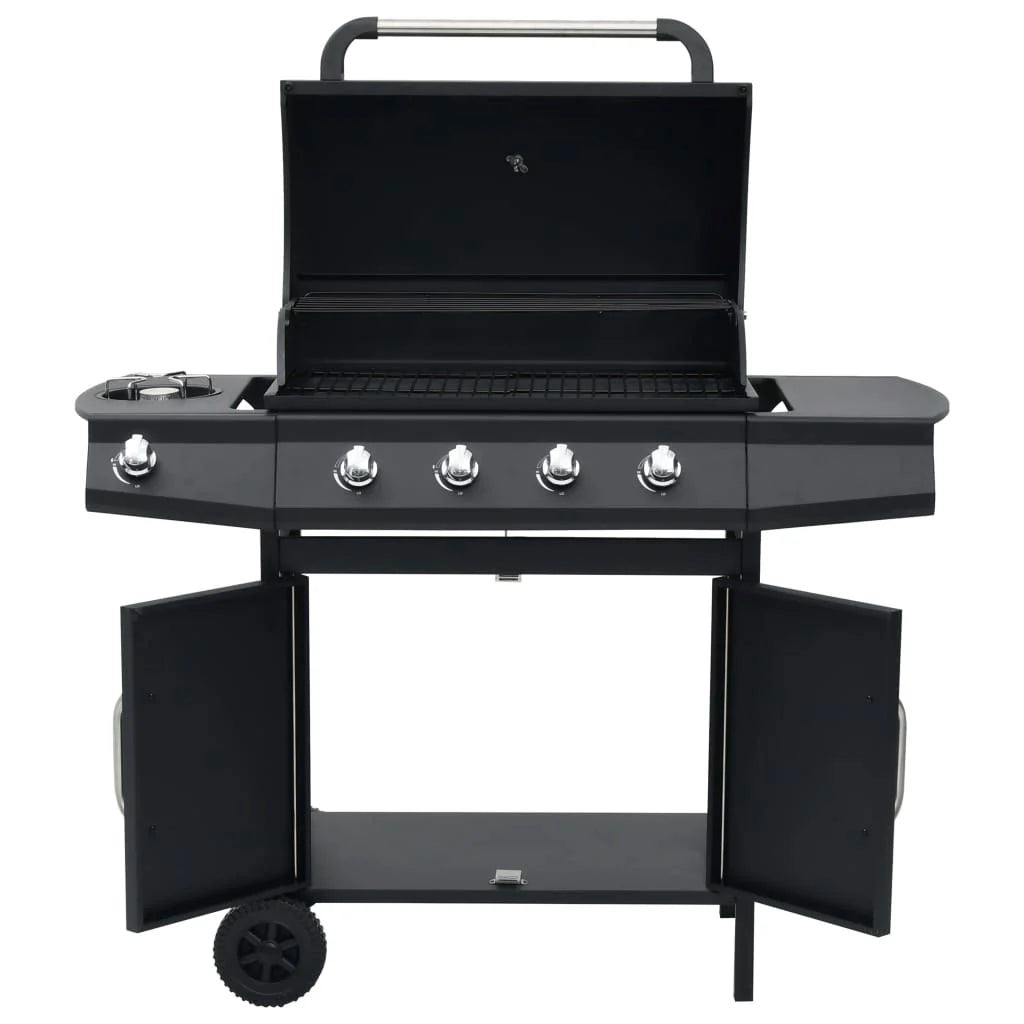 Barbacoa Grill De Gas 4+1 Quemadores Negro Vidaxl
