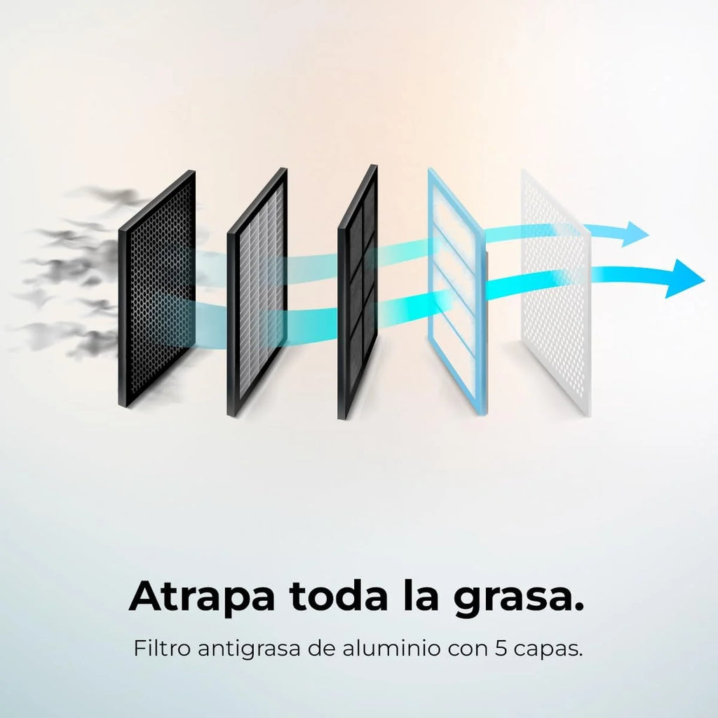 Cecotec Campana Decorativa 90 cm Flux Dt 908000 Glass Black A++. Vidrio Negro, 800M3/H de Potencia, Motor 210W, A++, Control Táctil, 3 Niveles + Booster, Hand Movement Control