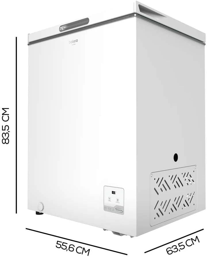 Cecotec Congelador Horizontal Bolero CoolMarket Chest 142 White E, Capacidad 142 L, Modo Inverter Plus, Dual Fuction, Fast Freezing, Cesta Interior, Control Electrónico, Clase E
