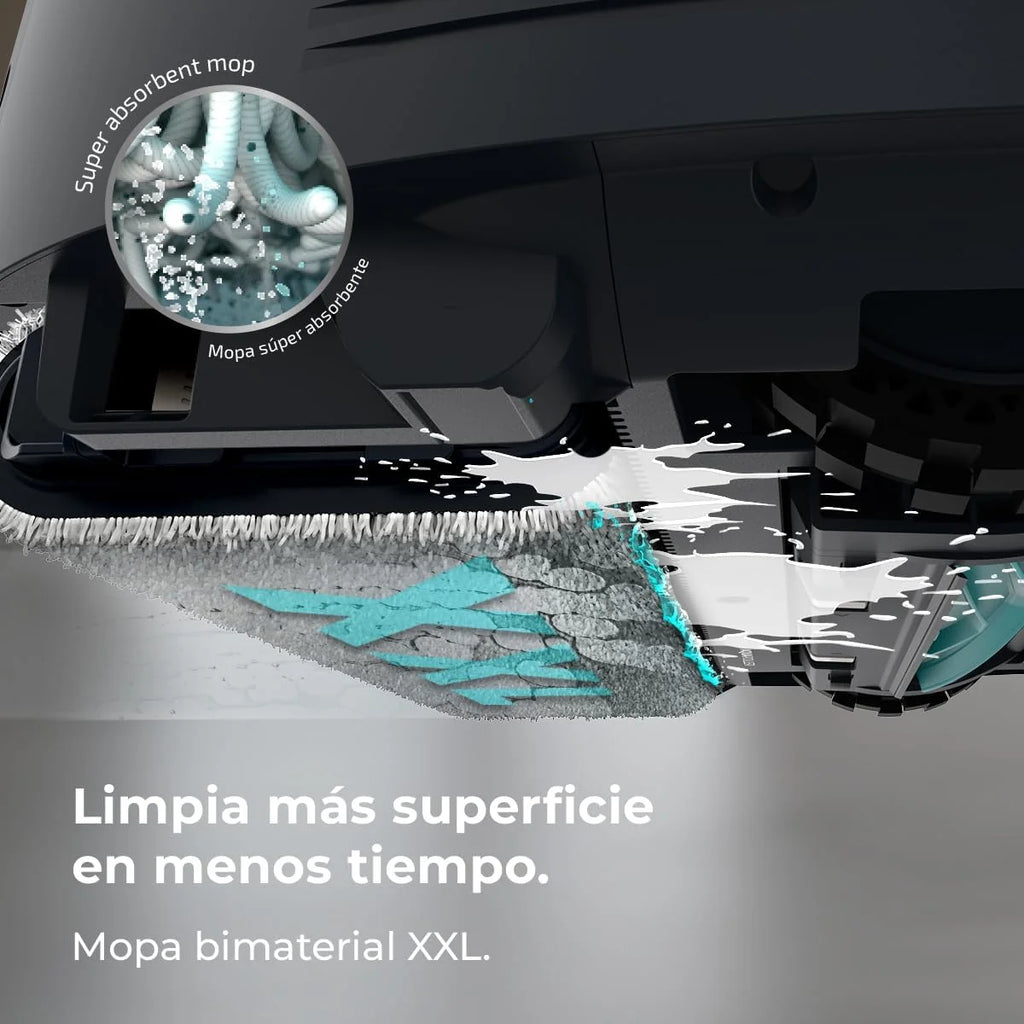 Cecotec Robot Aspirador y Friegasuelos con IA, Base Autovaciado y Tecnología Láser Conga Z100. 20000Pa, Fregado Profesional con Mopa Bimaterial XXL, Autovaciado Polvo, Agua y Limpieza de Mopas, App