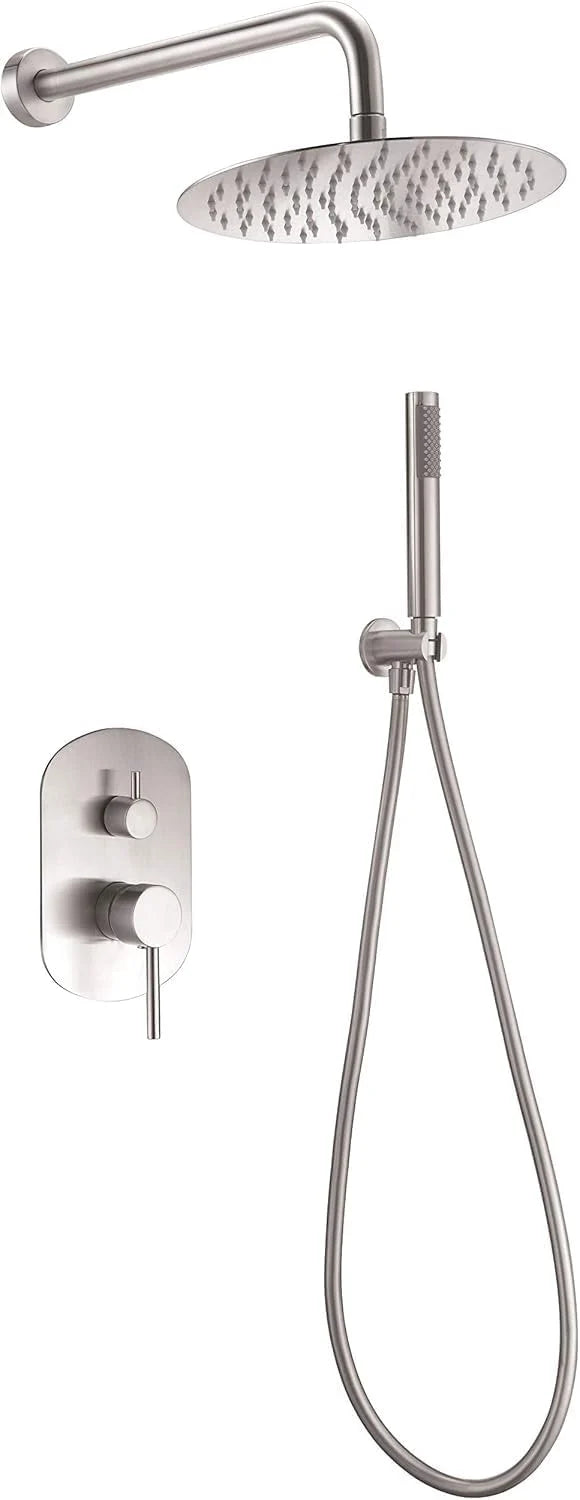 IMEX - Ducha Exterior Pared Acero Inoxidable | Ducha de Jardín Empotrable Exterior para Pared de Acero S.316 | Conjunto de Grifería con Agua Fría y Caliente para Piscina con Alcachofa | Serie Moscú