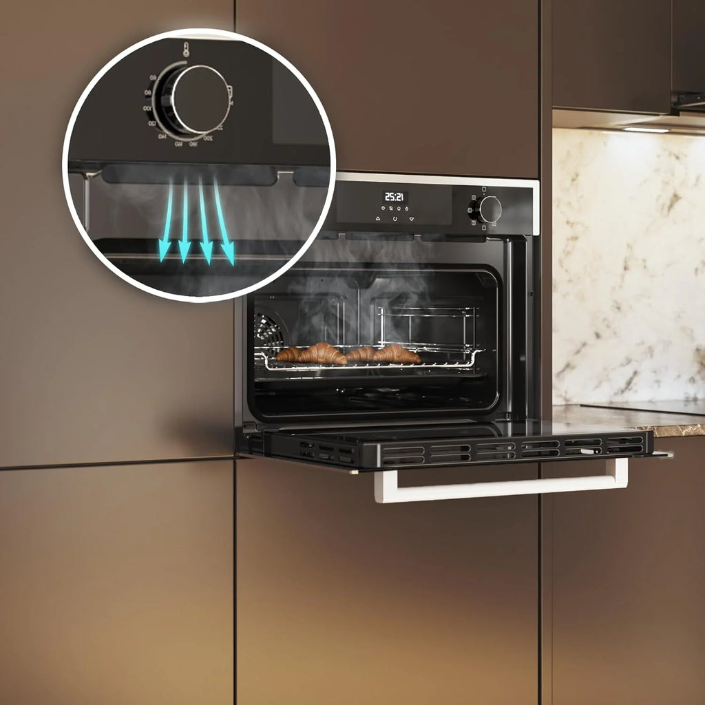 Cecotec Horno Integrable 45cm Alto Multifunción Bolero Hexa M224500 Edge A. 2600W, 53L Capacidad, 7 Funciones, Grill, Fan Assisted Grill, Convección, Defrost, Steam Base X2, Steam EasyClean, Vapor