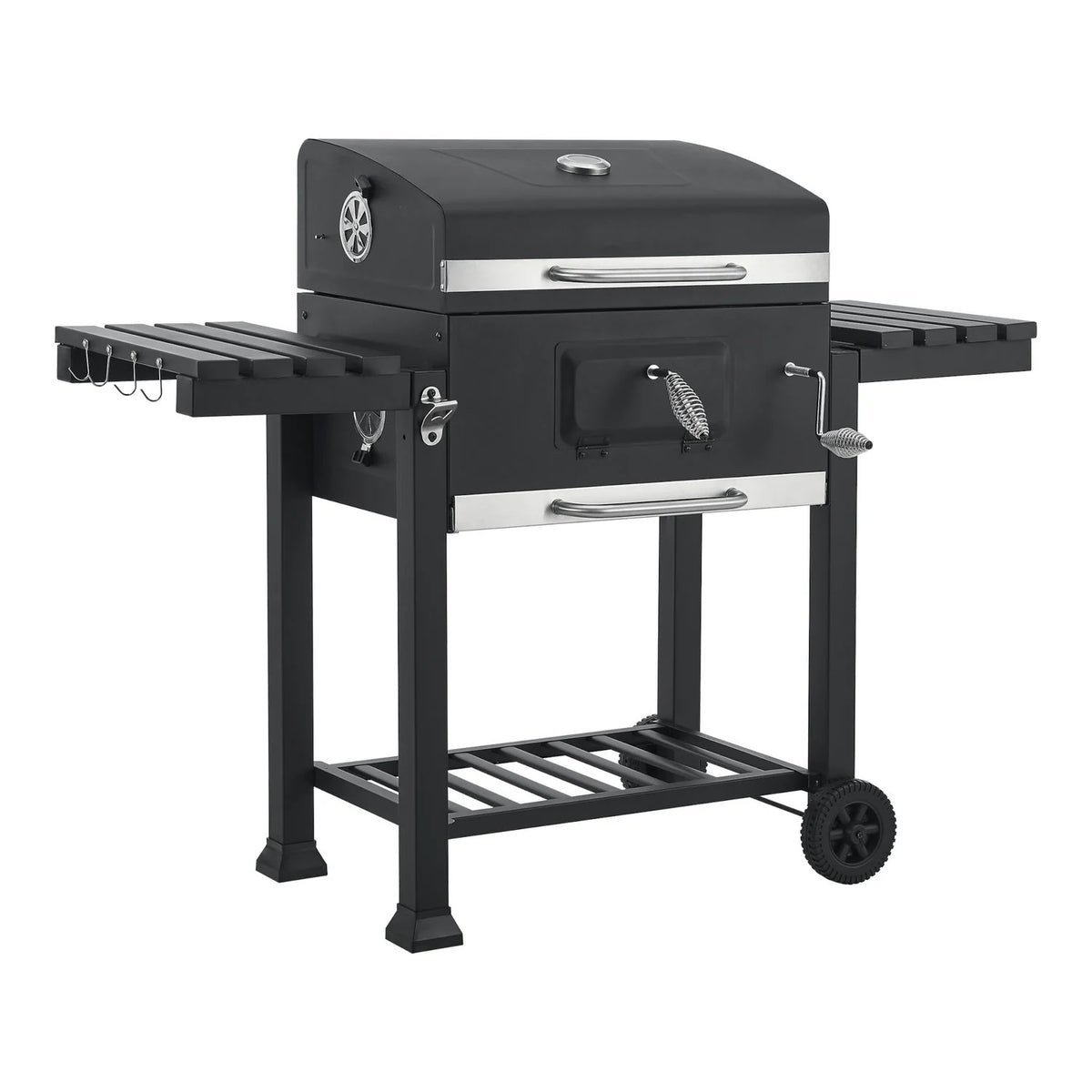 Barbacoa De Carbón Arnad Con 2 Estantes Acero 105x135x48cm - Negro [casa.pro]