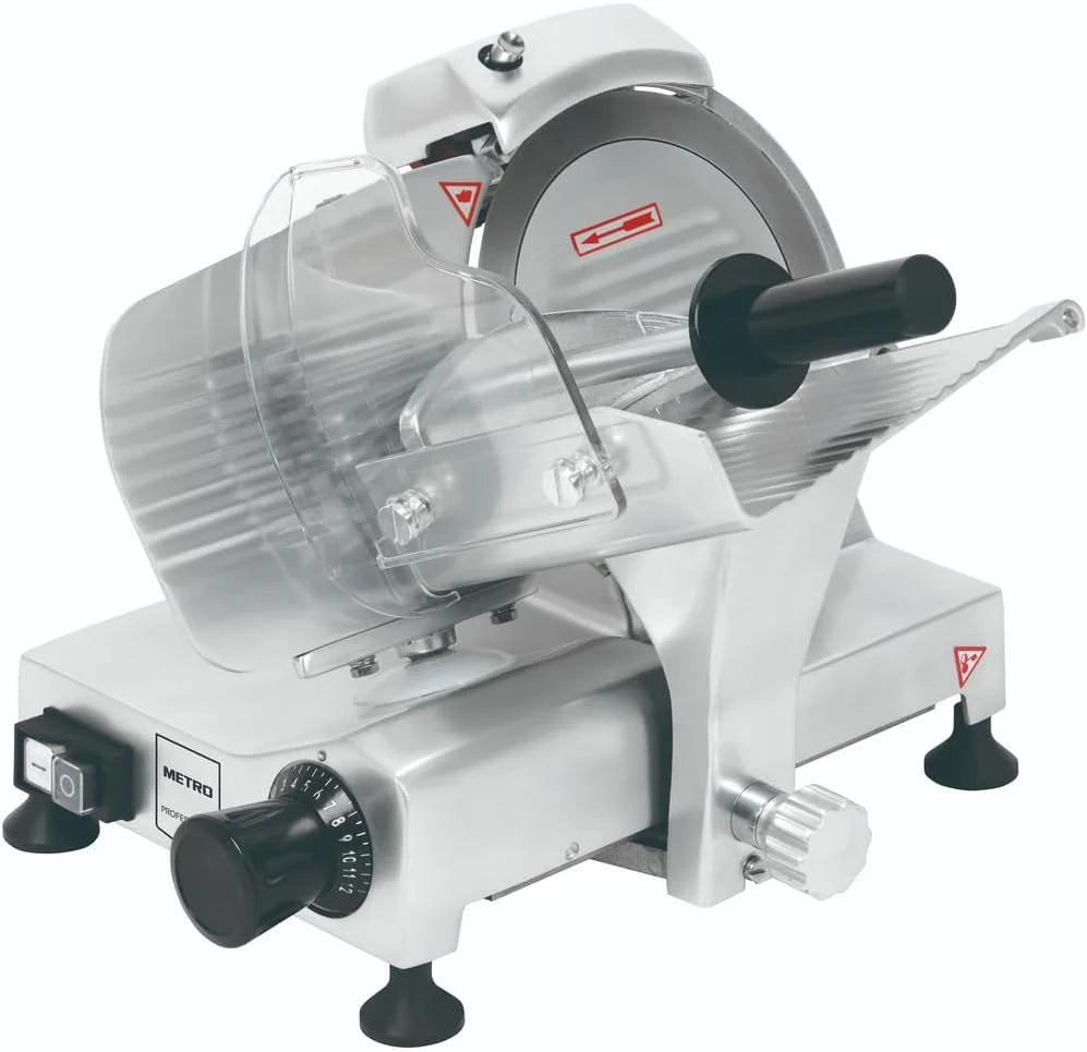 METRO PROFESSIONAL Cortafiambres GFS3019, Cuchilla 19,5 cm, Grosor 0-12 mm, 120 W, Aluminio Anodizado, Plata