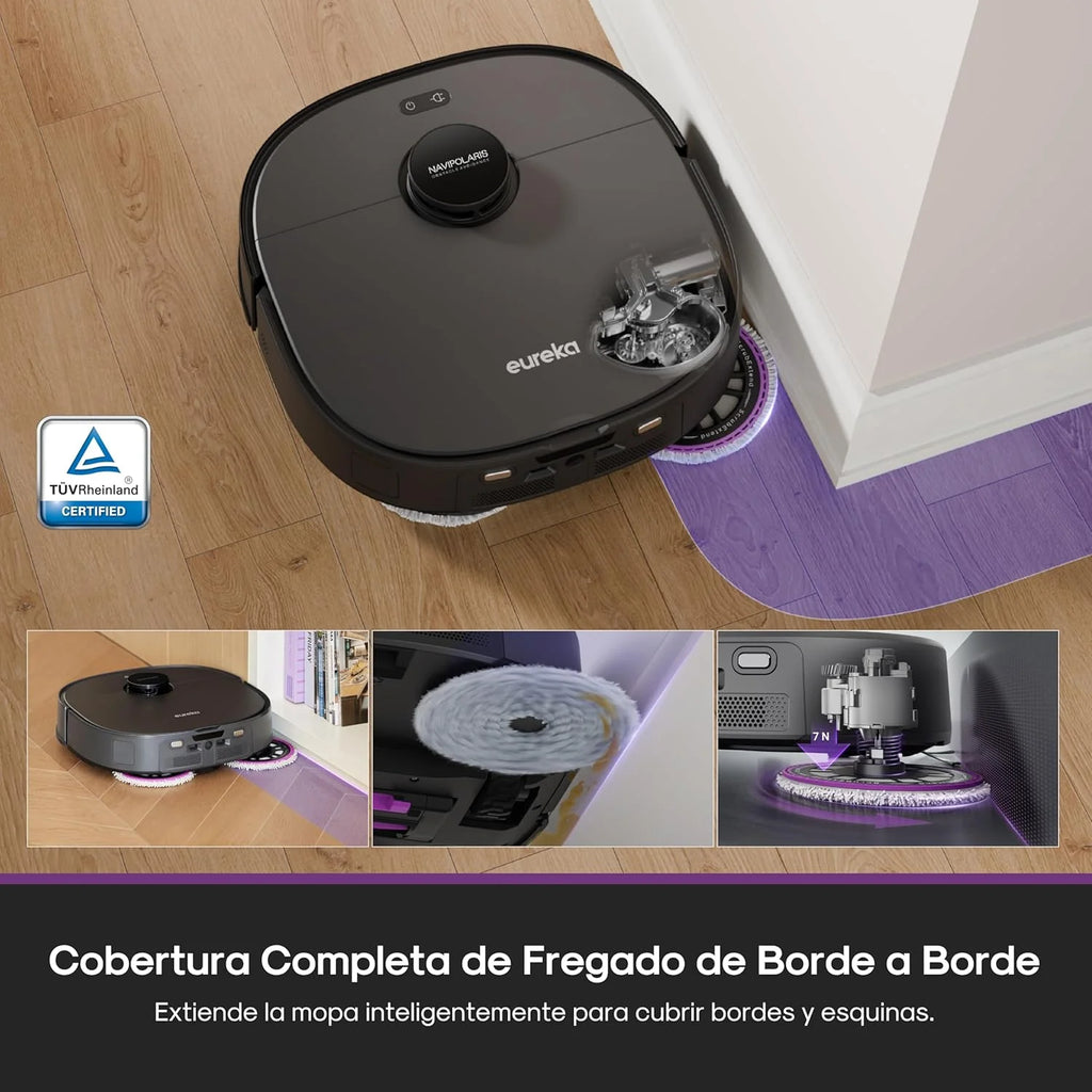 Eureka J15 EVO Ultra Robot Aspirador y Fregasuelos 22KPa con Base Multifuncional, Autovaciado & Autolimpieza, Cepillo Antienredo, Secado Aire Caliente Mopas, Limpieza de Alfombras Versátil