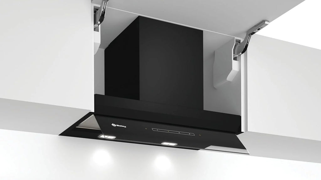 Balay – Campana Extractora Decorativa Integrable, 60 cm de ancho, 4 potencias de extracción, Instalación en Salida de Humos o Recirculación, Negro, 3BD967GN