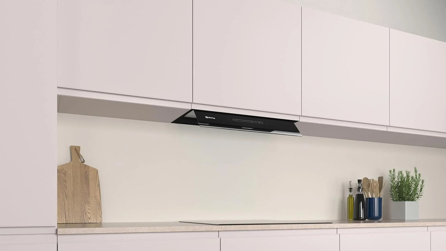 Balay – Campana Extractora Decorativa Integrable, 60 cm de ancho, 4 potencias de extracción, Instalación en Salida de Humos o Recirculación, Negro, 3BD967GN