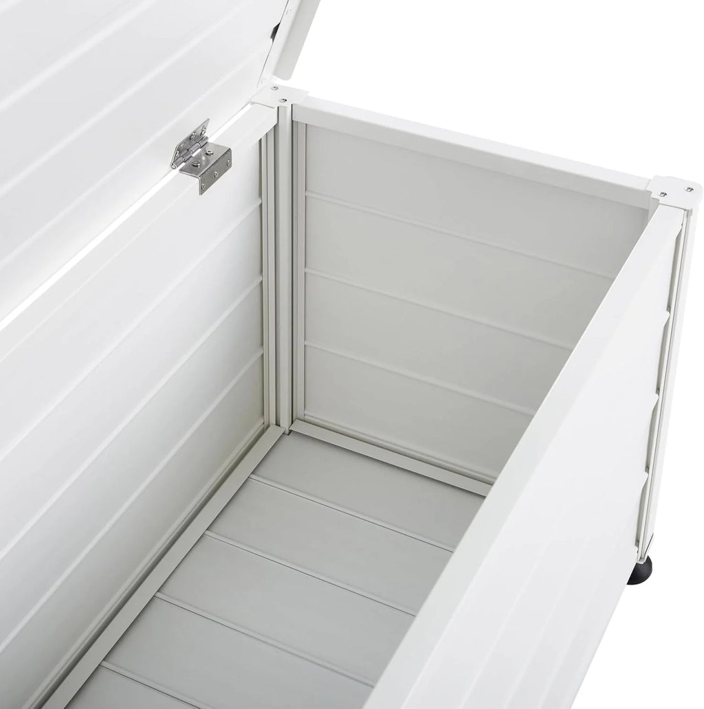 Beliani Arcón para exterior de aluminio mueble de almacenaje de jardín blanco 113 x 50 cm Campalto