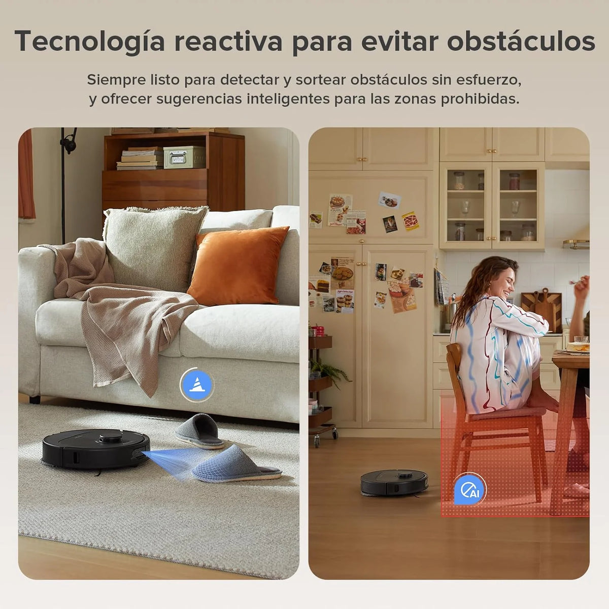 roborock Robot Aspirador QV 35A Set, 8000Pa de succión, Dos mopas giratorias elevables, cepillos antienredos, tecnología reactiva para Evitar obstáculos, navegación y mapeo,Negro