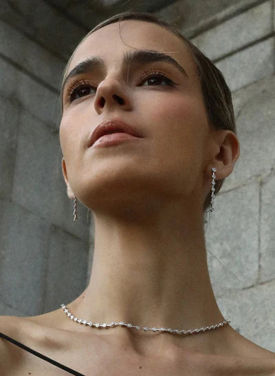 Collares, pendientes y pulsera fiesta con circonitas