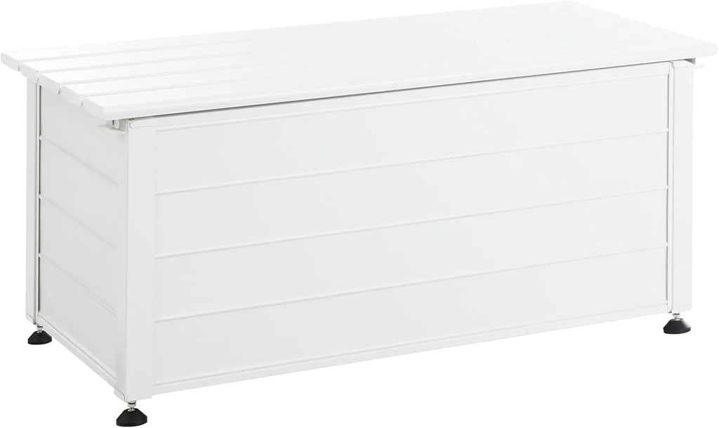 Beliani Arcón para exterior de aluminio mueble de almacenaje de jardín blanco 113 x 50 cm Campalto