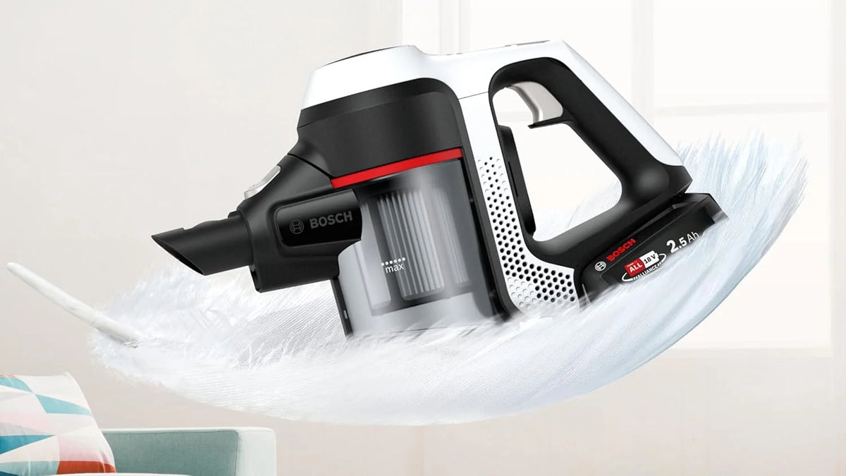 Bosch BBS611AM Unlimited Serie | 6 - Aspiradora 2en1 vertical y de mano, sin bolsa y sin cable, batería de 18V, color blanco