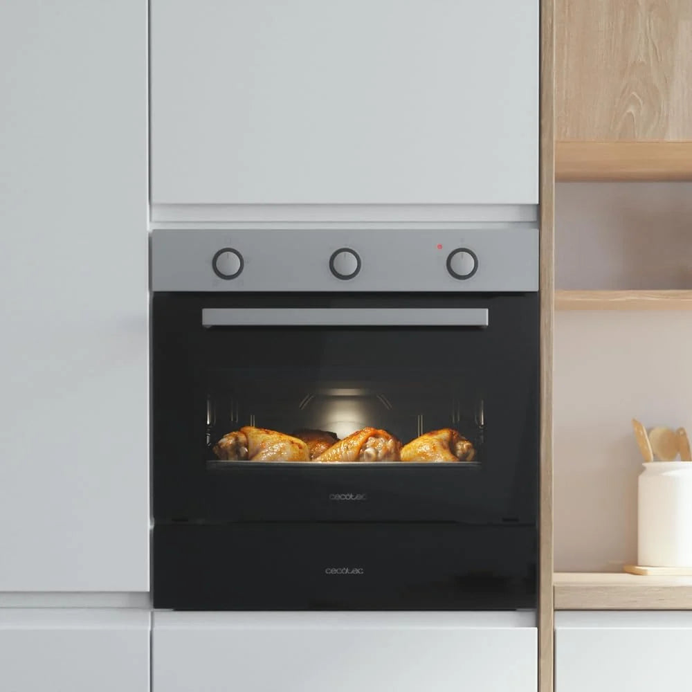 Cecotec Horno Integrable 45cm Alto Convencional Bolero Hexa C134500 Inox A. 2600W, 56L de Capacidad, Bajo Consumo, 4 Funciones, Temporizador, Limpieza de Vapor, Cocción de Vapor