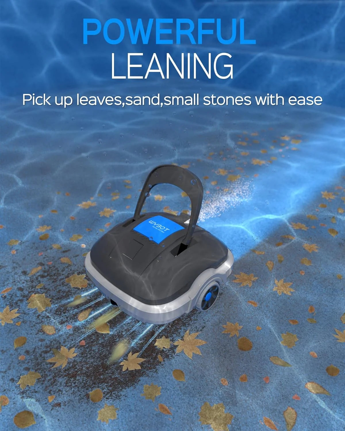 Robot Limpiafondos Piscina Electrico sin Cable para Aspirador Piscinas de hasta 80m², 100 Mins Doble Filtración y Estacionamiento Automático, Robot Limpiafondos Piscina con Motores de Doble Tracción