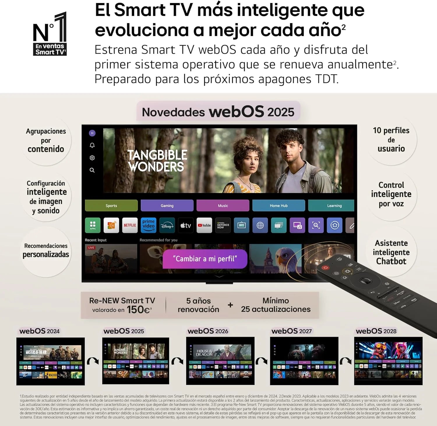 OLED48C54LA - TV 48", OLED EVO 4K, Smart TV AI C5, WebOS 25, Super Upscaling, Dolby Vision y Dolby Atmos, AMD FreeSync, Alexa/Google Assistant, Negro