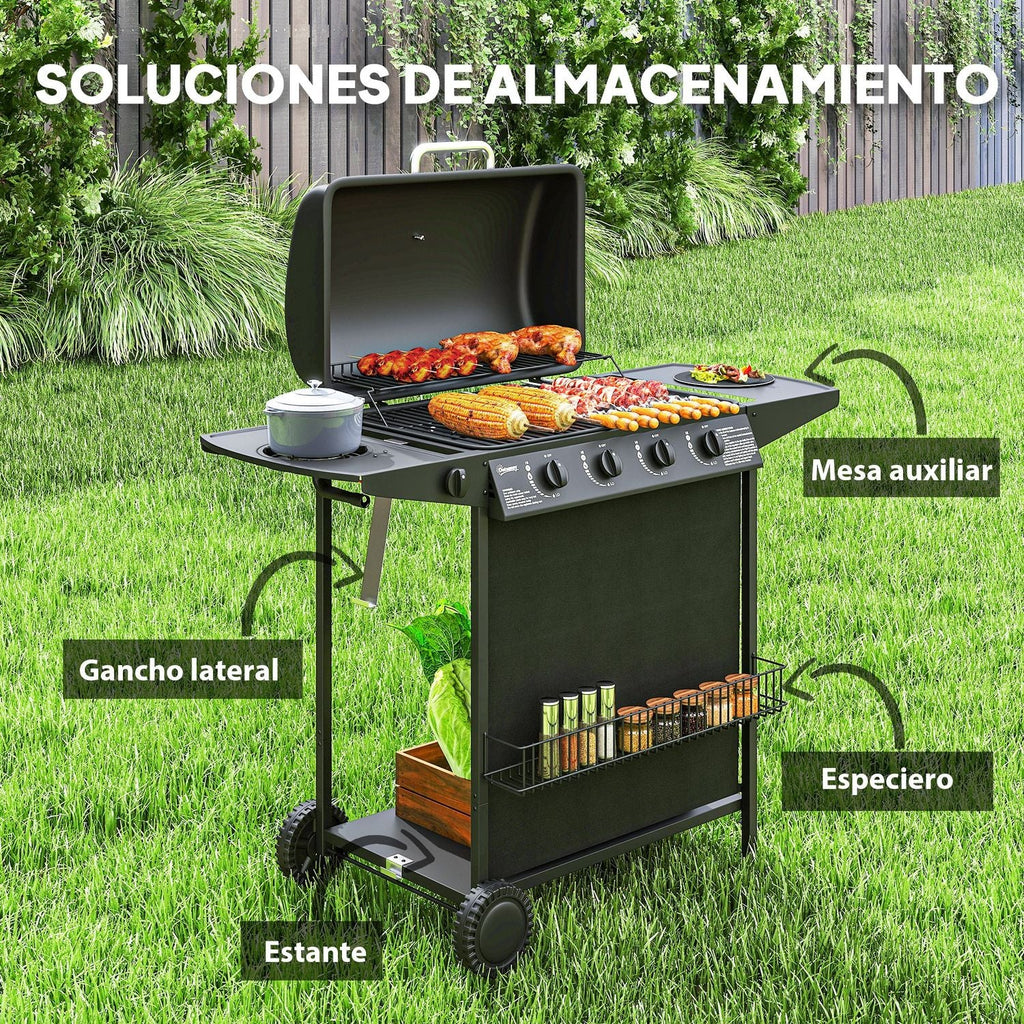 Barbacoa De Gas De Acero Abs 121x54x97 Cm-outsunny. Negro