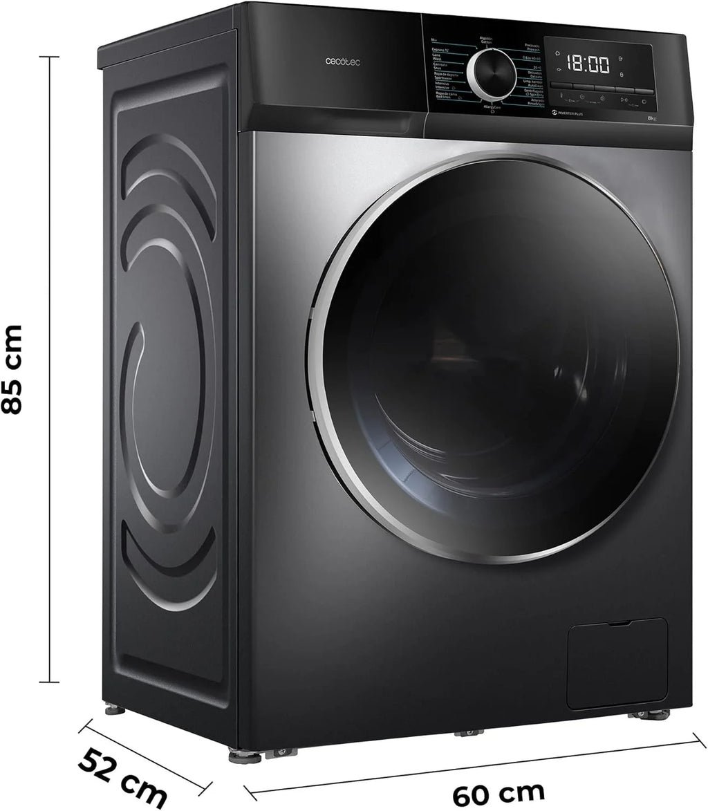 Lavadora 8Kg Carga Frontal Bolero Dresscode 8500 Inverter Steel A. 1900W, 1400 rpm, Motor Inverter Plus, Bajo Consumo, 16 Programas, SteamMax, Delay Start, Acero