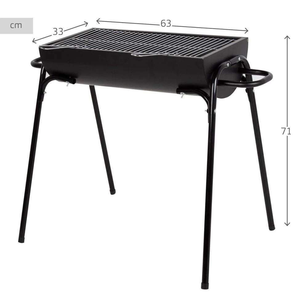 Barbacoa Portátil De Acero 91x33x71 Cm - Aktive. Negro