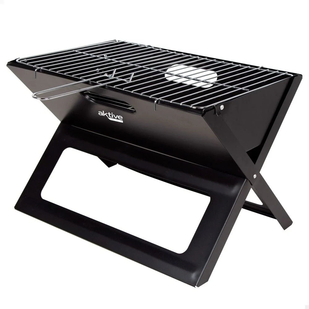 Barbacoa A Carbón Portátil Y Plegable Aktive, 45x29x30cm, De Acero, Con Asa De Transporte