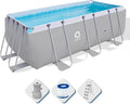 Avenli Suelo Piscina Rectangular con Estructura, 2343 Liters, Gris, 400 x 207 x 122 cm