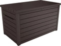Keter Ontario - Arcón exterior, Baúl almacenaje, Capacidad 870L, Resina, Color Marrón, Ordenación jardín y terraza, 147 x 83 x 86 cm