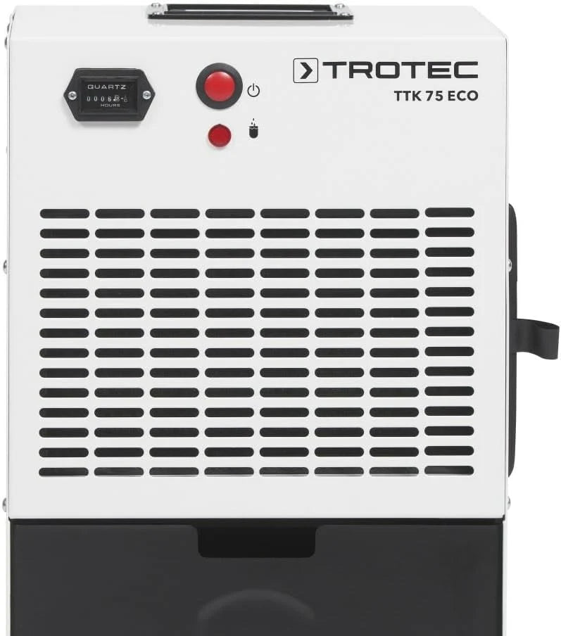 TROTEC Przemysłowy osuszacz powietrza TTK 75 ECO suszarka budowlana, suszenie do pomieszczeń o powierzchni do 90 m² i 230 m³ wydajność osuszania 21 l na dobę, pojemność zbiornika 4 l, filtr powietrza