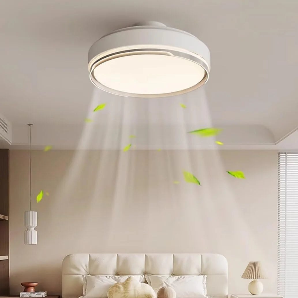 Silencioso Ventilador de Techo luz con Mando a distancia, Ventila Techo Sin Aspas con LED Moderno, 6 velocidades Reversibles, Smart Dimmable Ventilador Lámpara para Dormitorio Salón Bianco