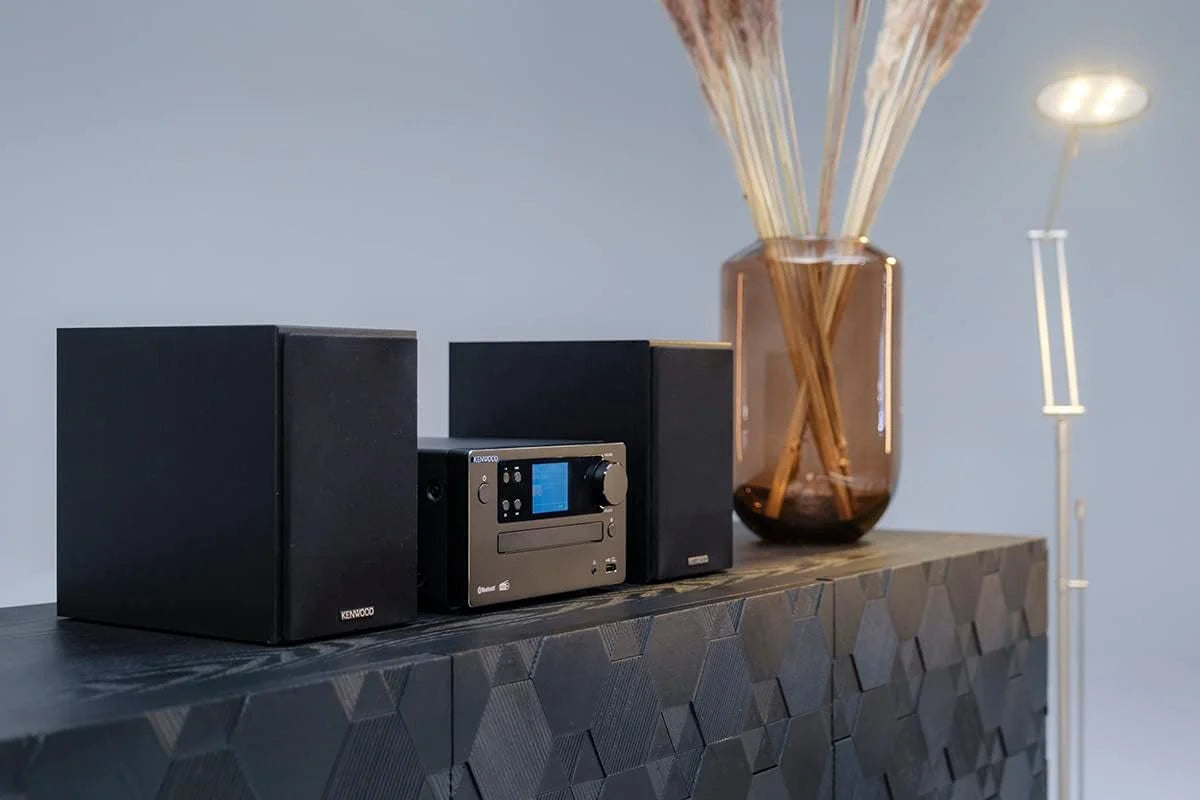Microcadena HiFi Kenwood M-725DAB-B con CD, USB, Dab+ y Bluetooth Audio-Streaming. Color: Negro - Mini Equipo de Musica para casa